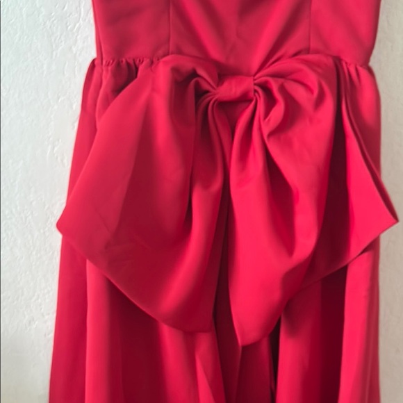 Anthropologie Sachin + Babi Red Pleated Maxi Dress Bow Back Size 14 - Picture 12 of 13